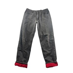 Vintage Eddie Bauer Fleece Lined Jeans Black Gray Denim Men's 38x34 (36x33*) USA